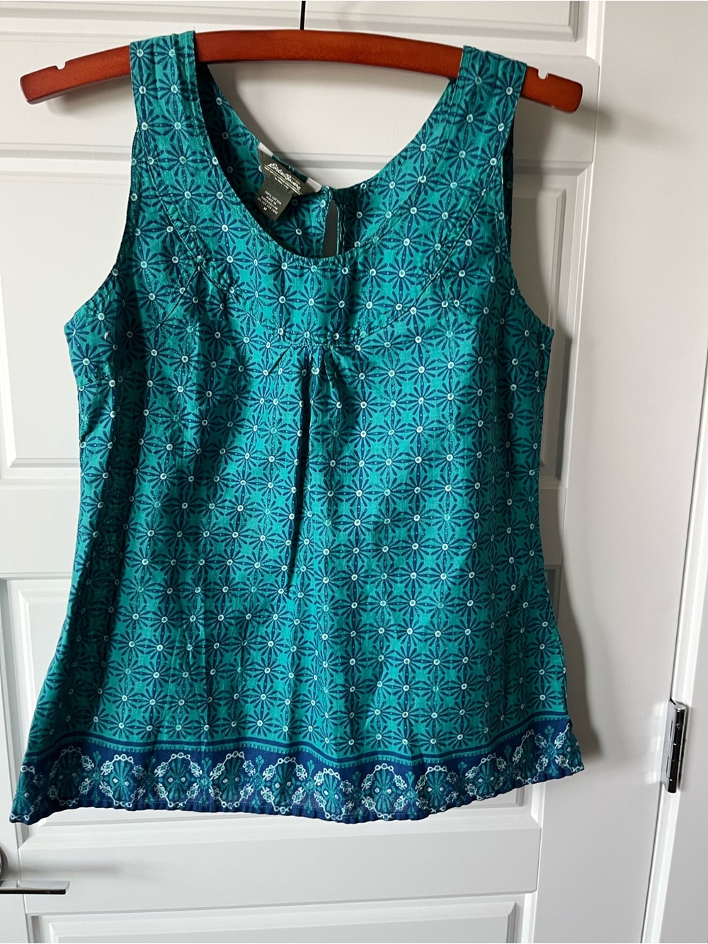 Eddie Bauer Teal Printed Sleeveless Blouse